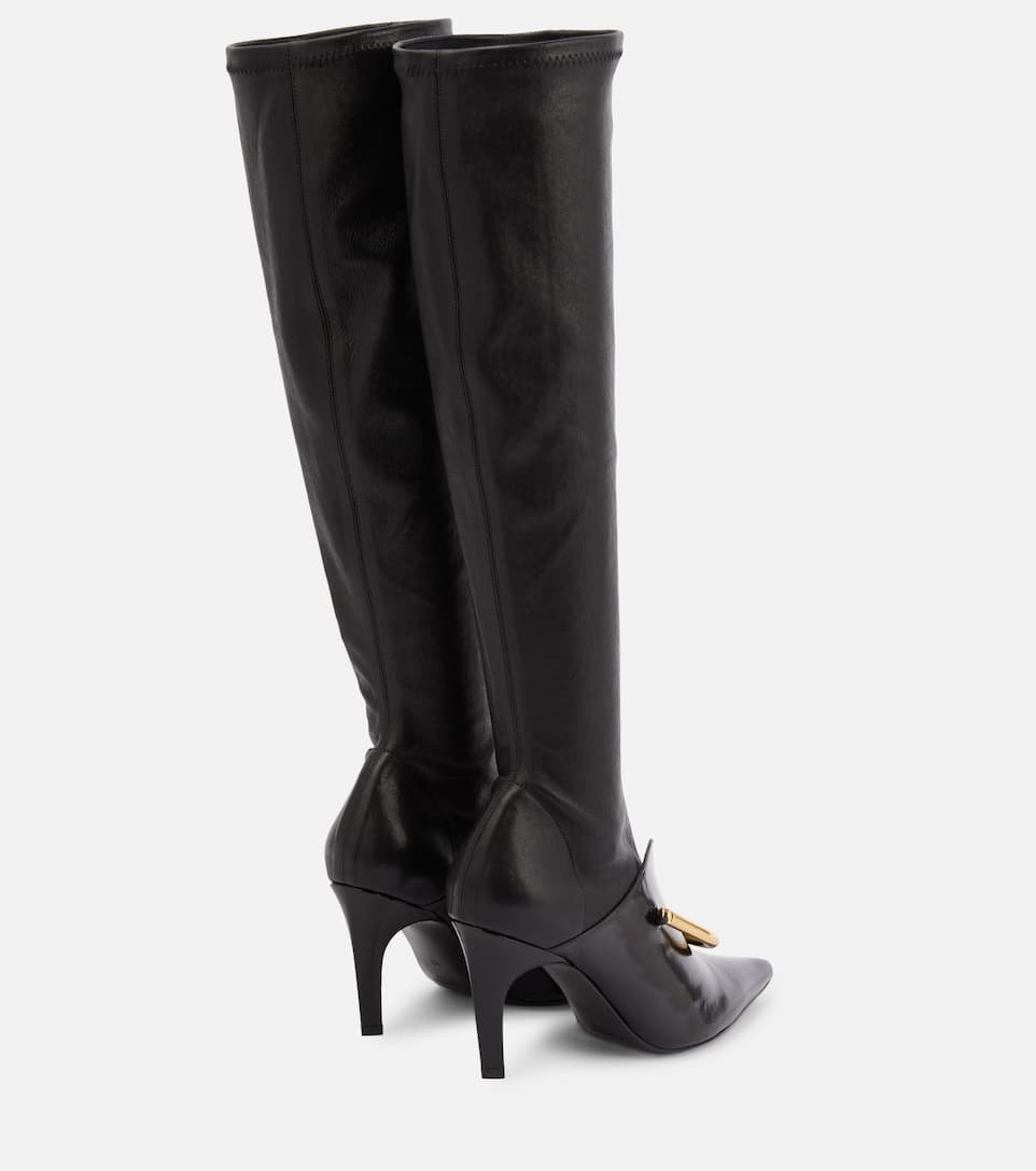 Embellished leather knee-high boots - 3