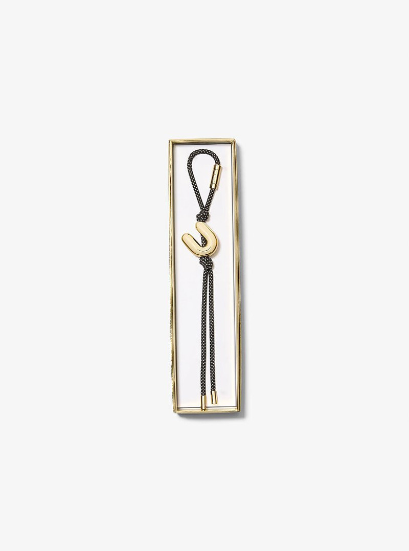 MICHAEL KORS Initial Gold-Tone and Speckled Cord Bag Charm outlook