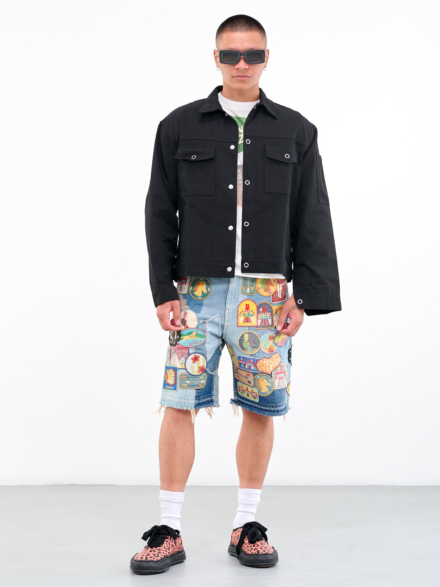 Jw Anderson Sim Card Cotton Trucker Jacket In Black