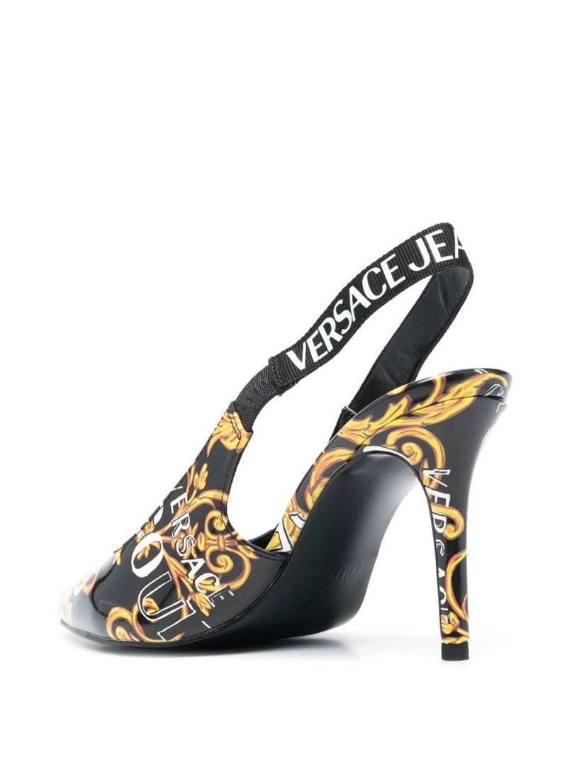 logo-print 90mm slingback pumps - 3