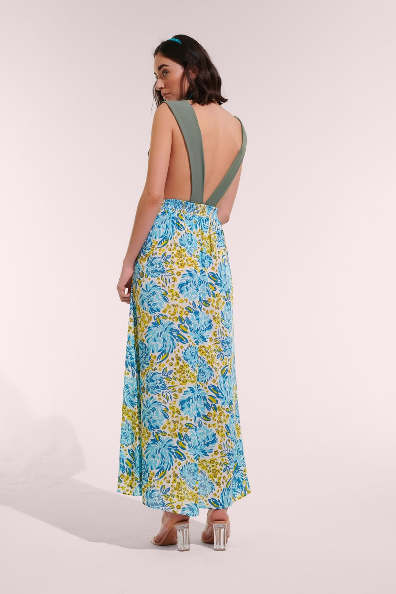 Poupette St Barth Long Skirt Bilitis - Blue Krysan outlook