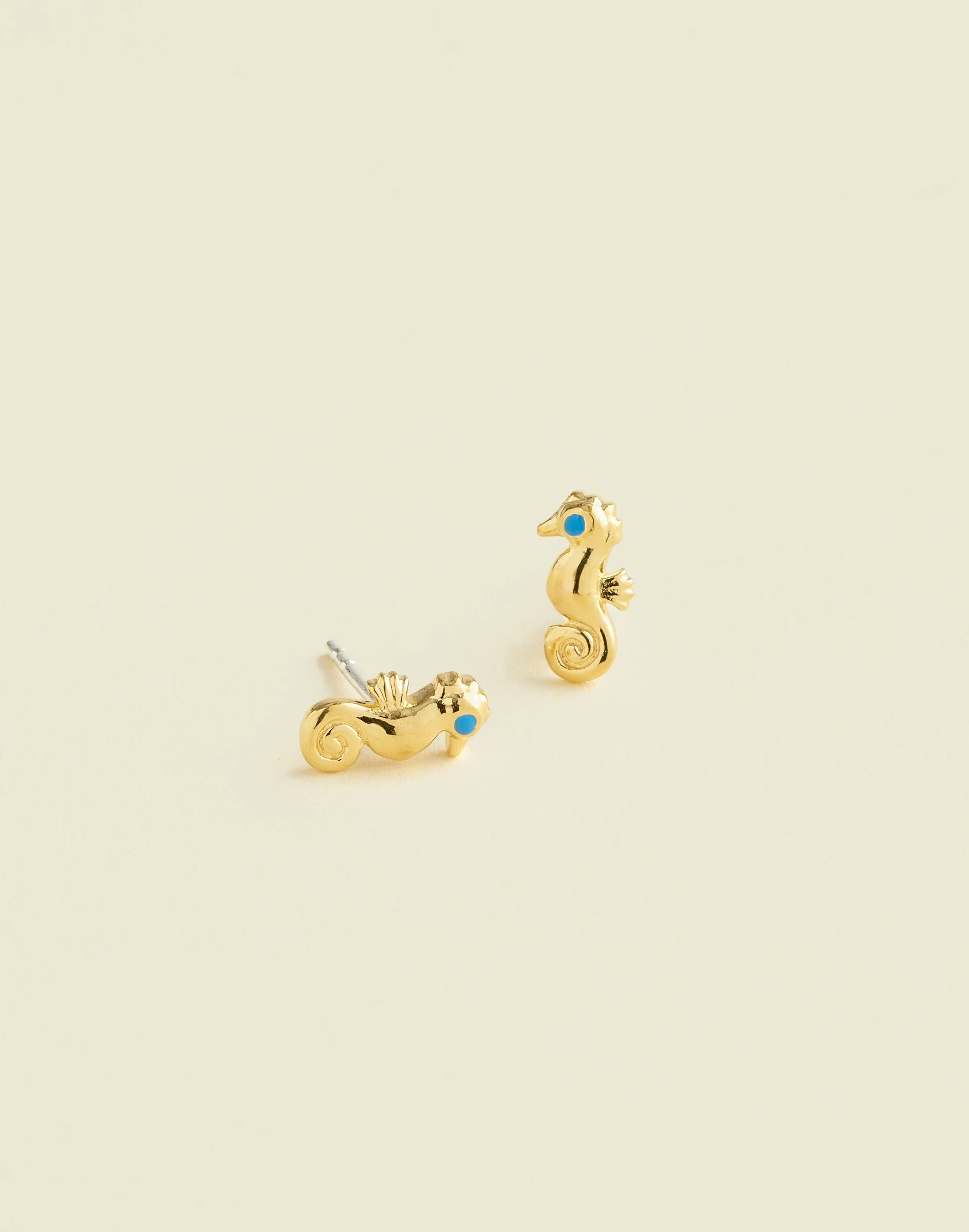 Demi-Fine Seahorse Stud Earrings - 1