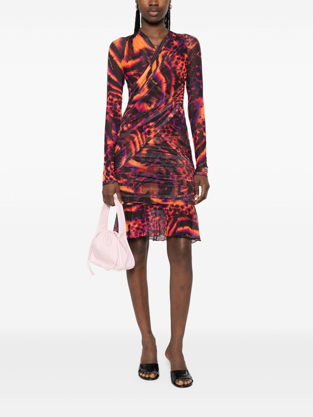 animal-print tulle midi dress - 2