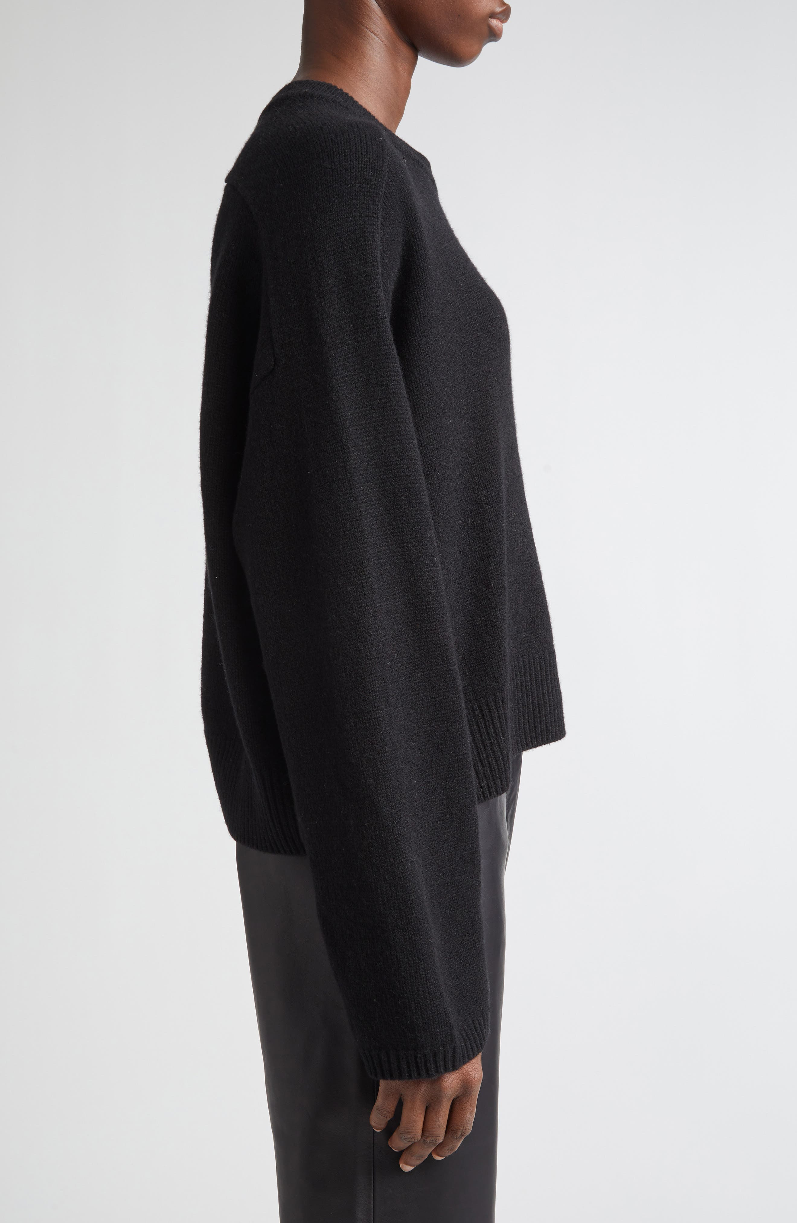 LOULOU DE SAISON Bill Draped Cashmere Sweater in Black at Nordstrom - 4