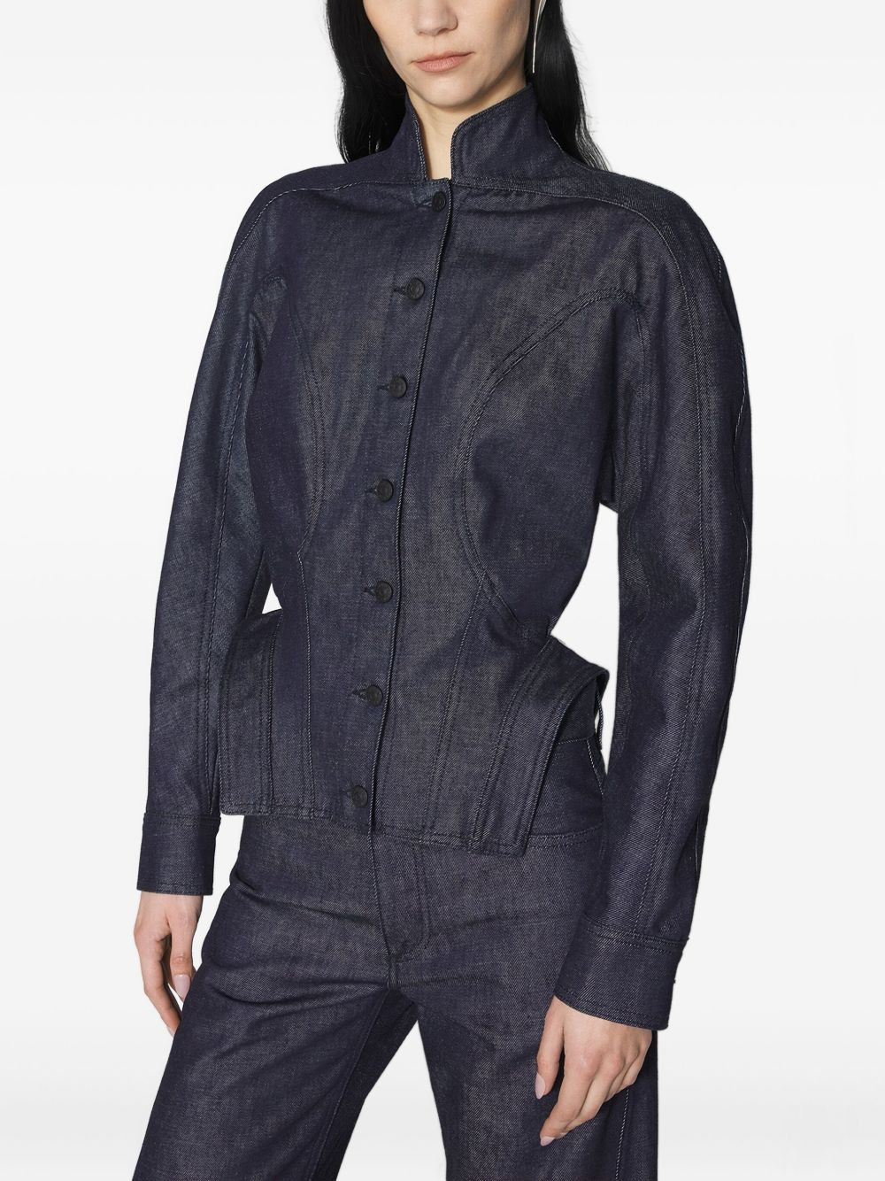 button-fastening sculptural cinched jacket - 4