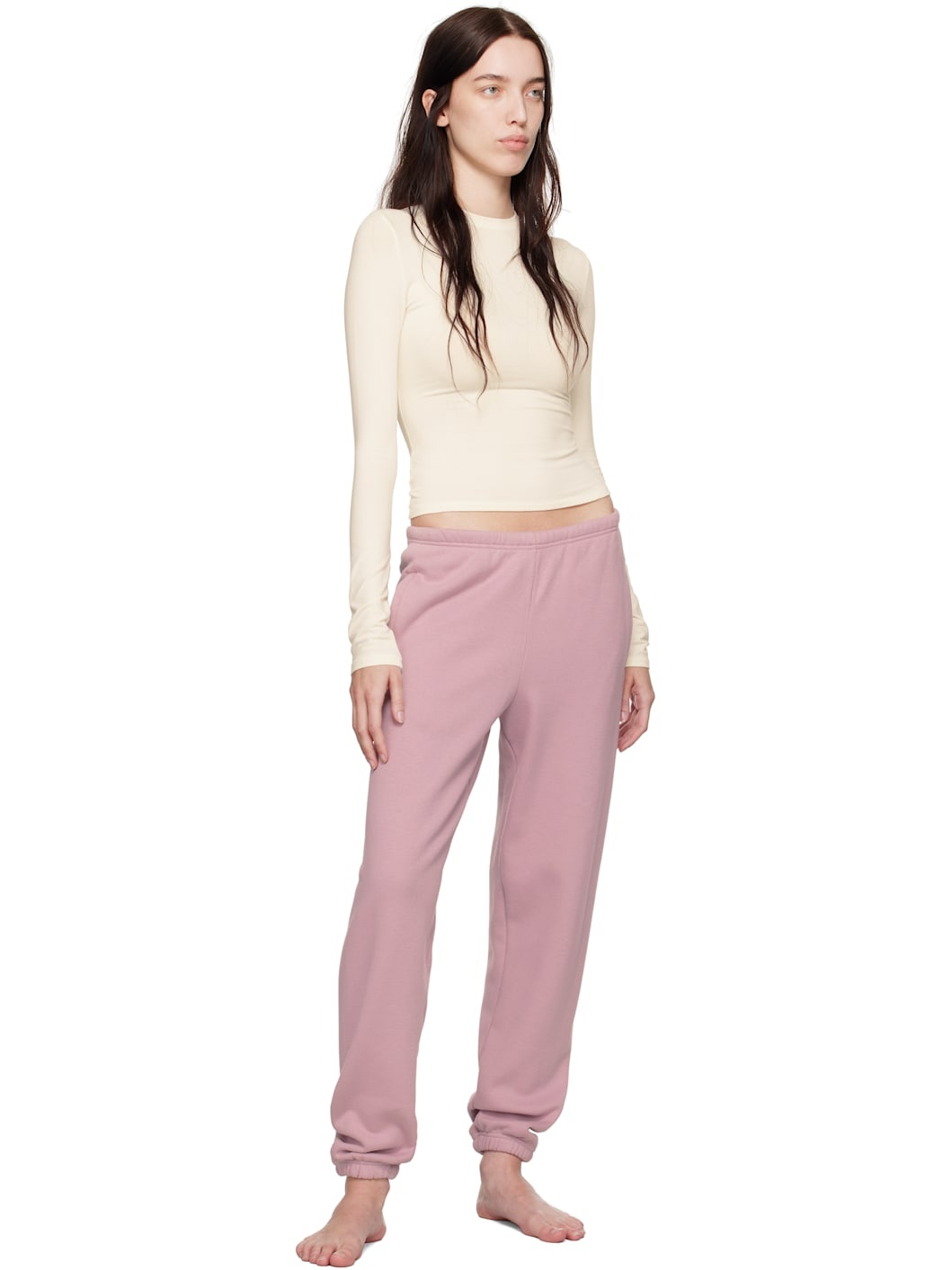 Pink Cotton Fleece Classic Jogger Lounge Pants - 4