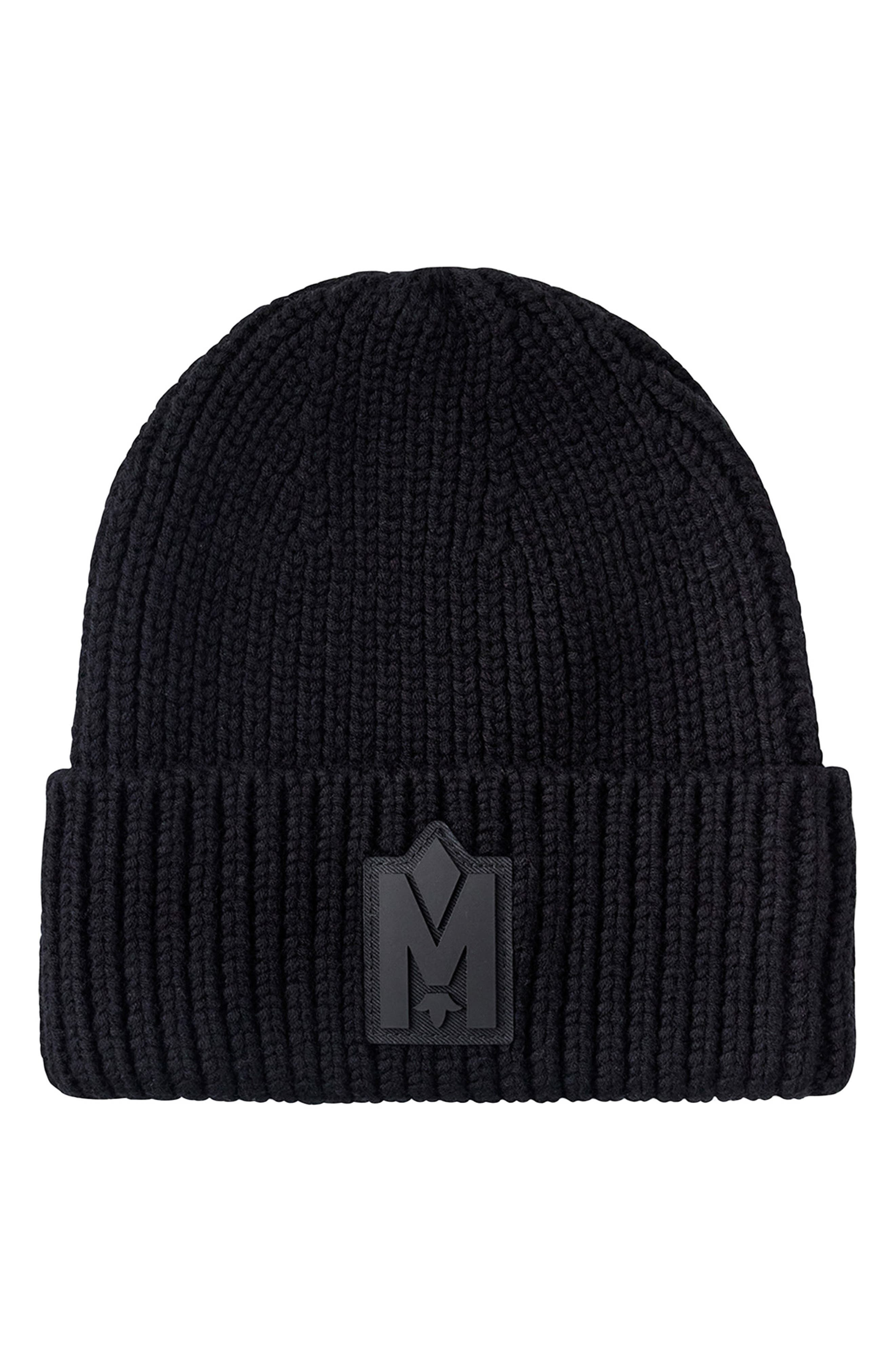 Mackage Jude Recycled Wool Blend Rib Beanie in Black at Nordstrom - 1