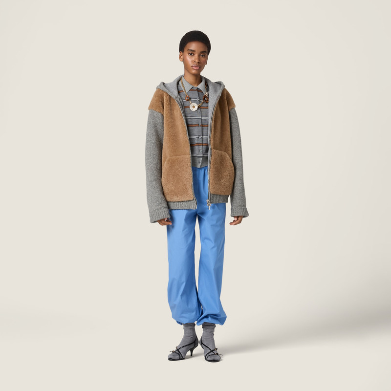 Miu Miu Wool, cashmere and shearling zipper blouson jacket outlook