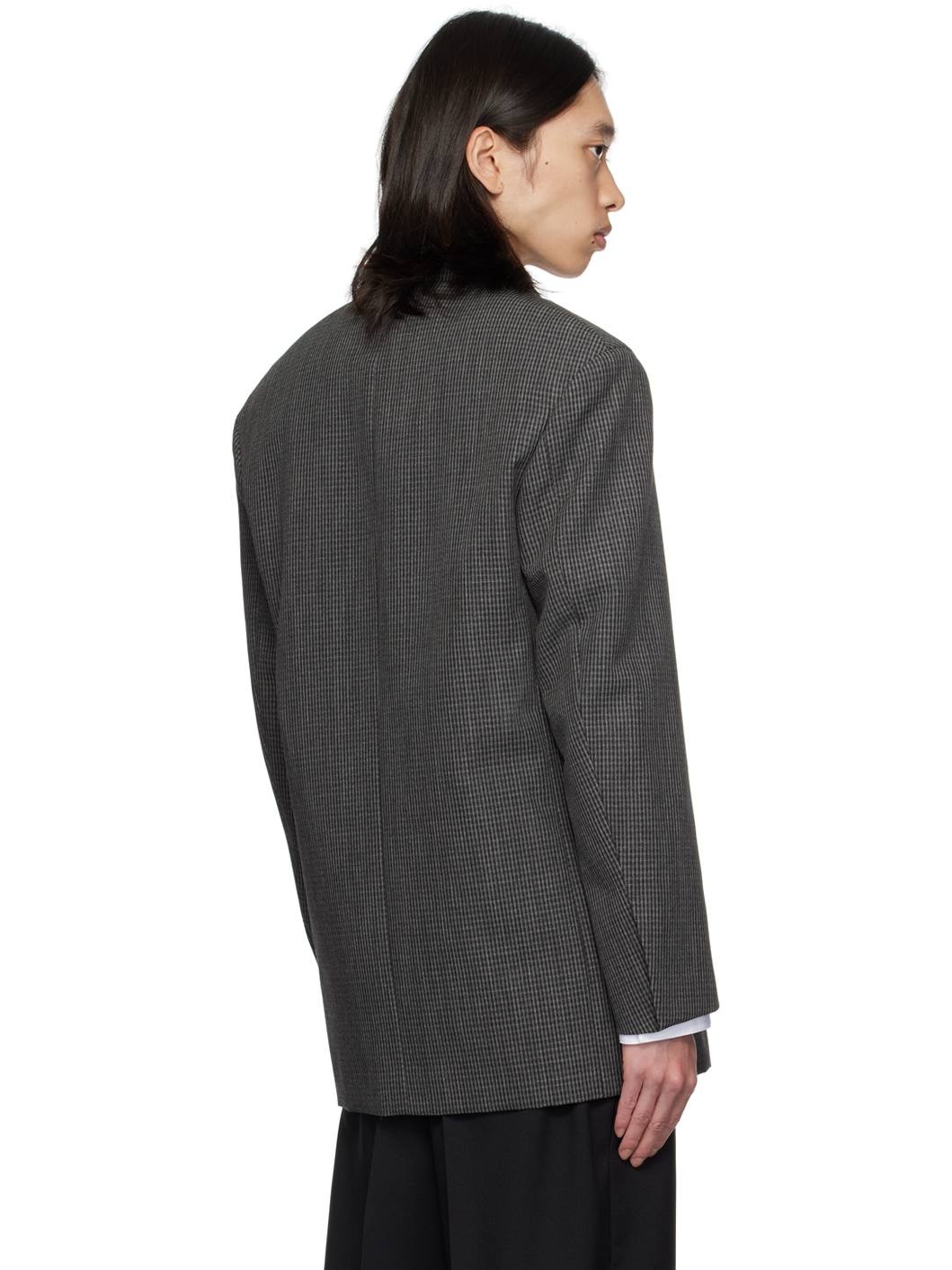 Gray Check Blazer - 3