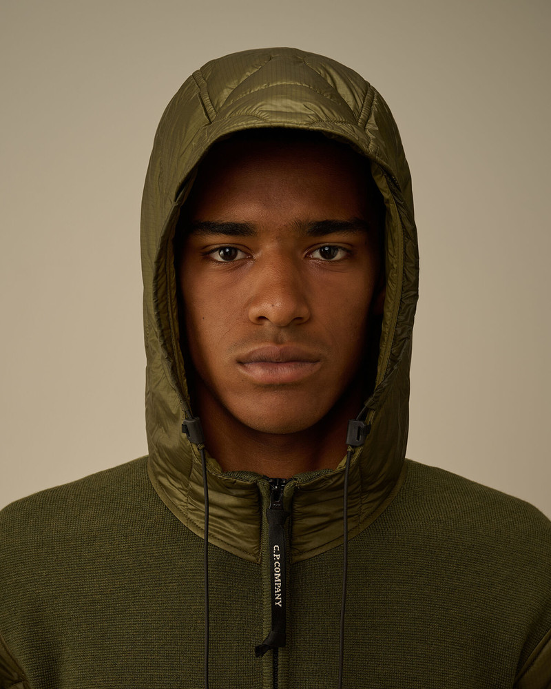 Extrafine Merino Wool Mixed Hooded Zip Sweater 6
