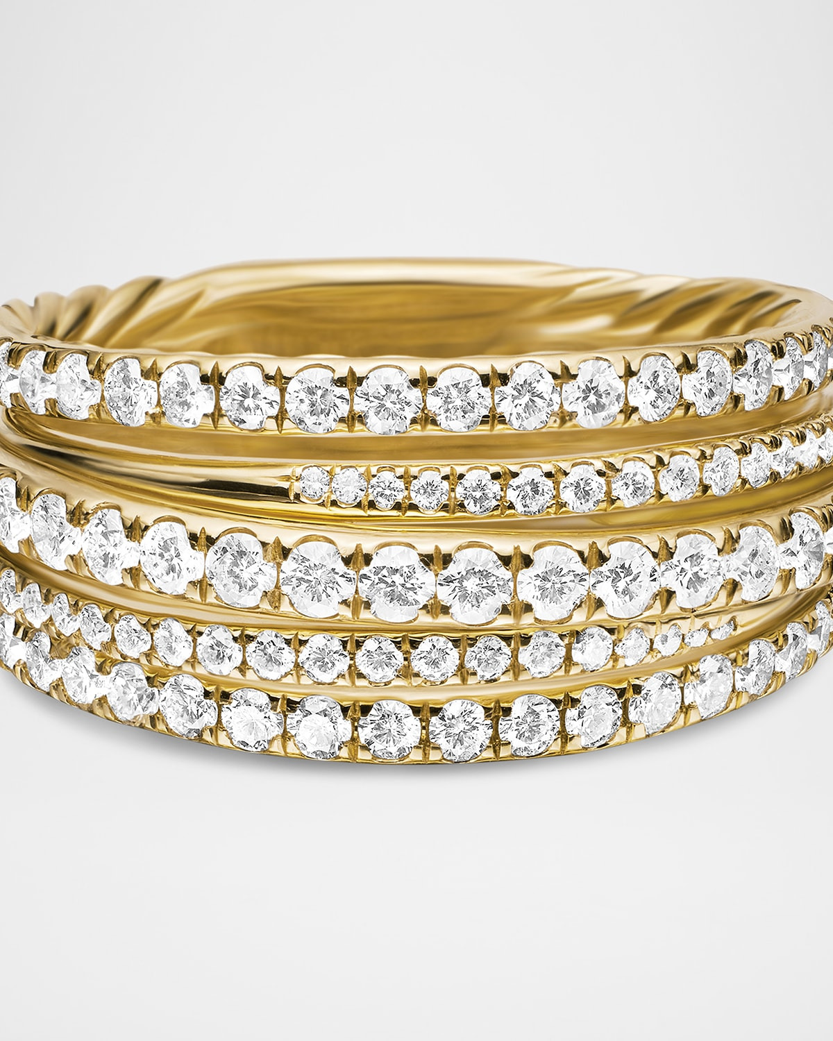 Pave Crossover Ring with Diamonds in 18K Gold, 11mm - 4