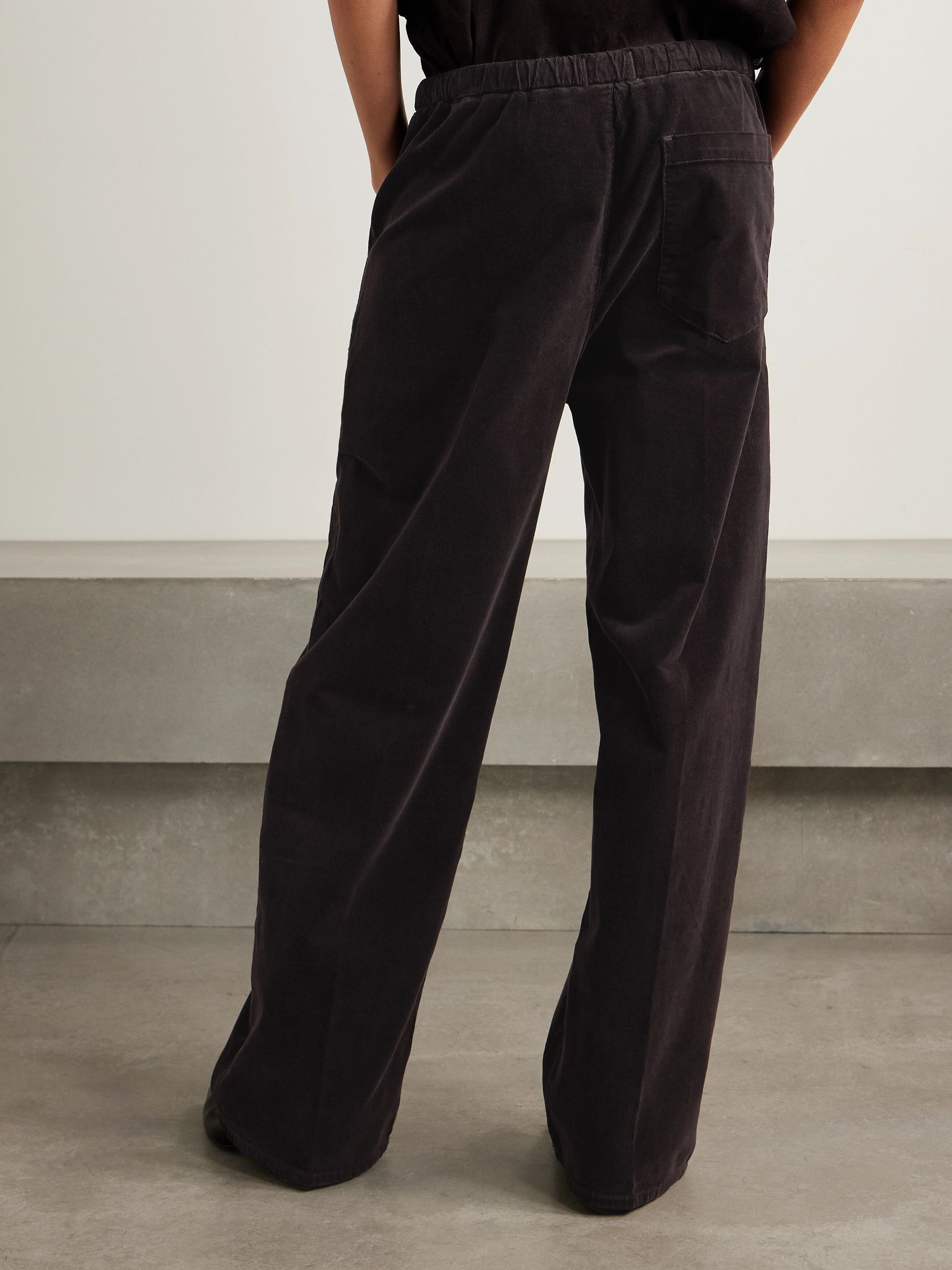 Aurora cotton-blend corduroy wide-leg pants Chocolate - 4