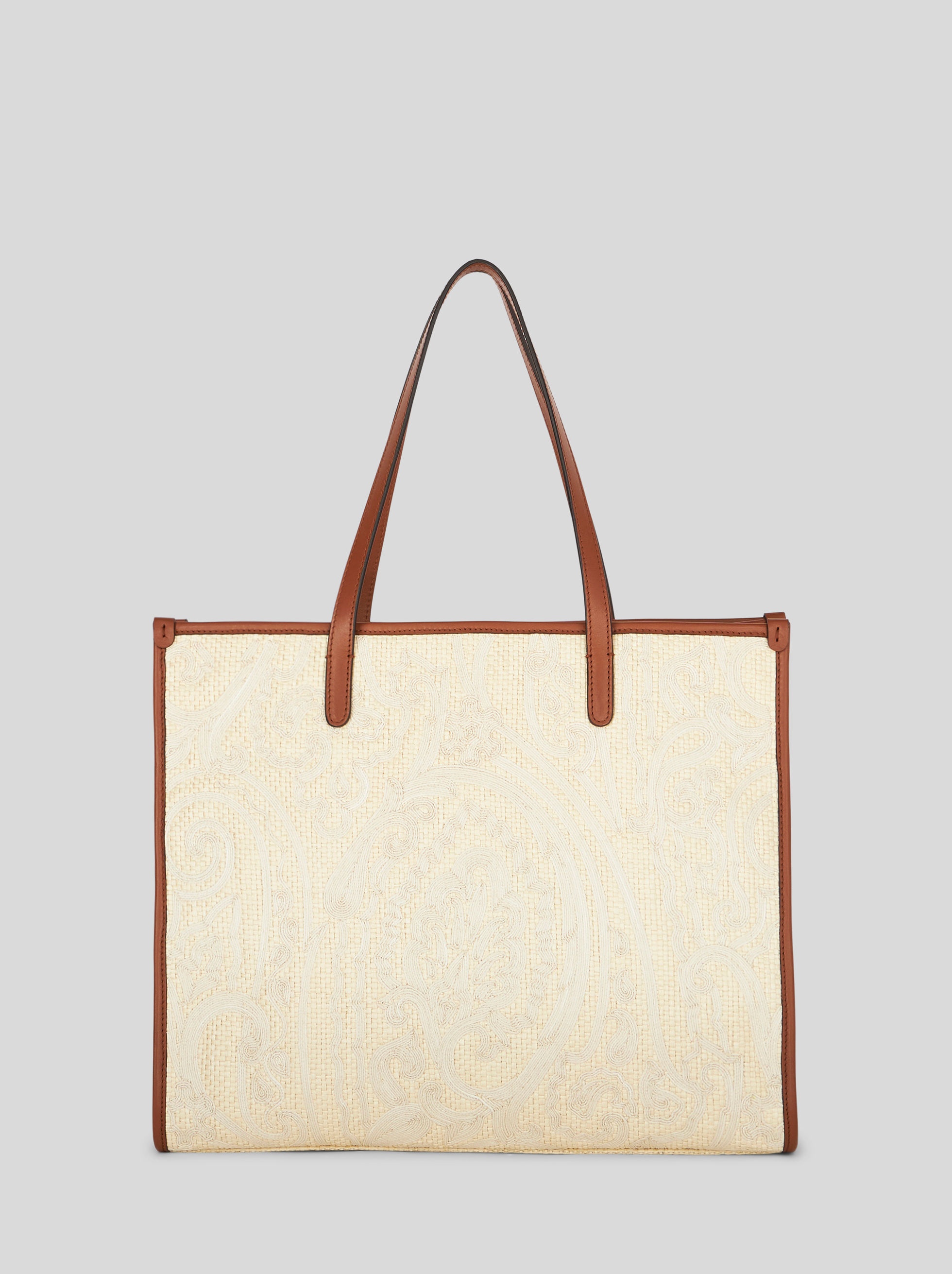 MEDIUM RAFFIA SHOPPING BAG WITH EMBROIDERY - 3