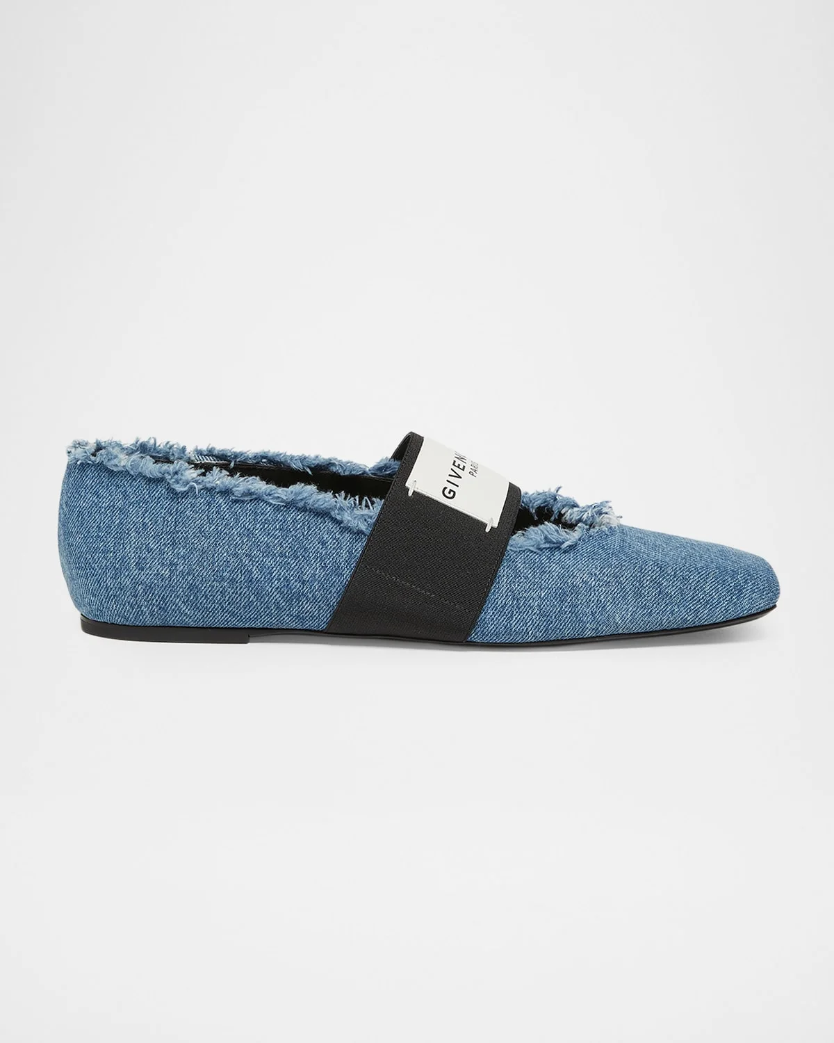 Sliced Square Label Denim Ballerina Flats - 1