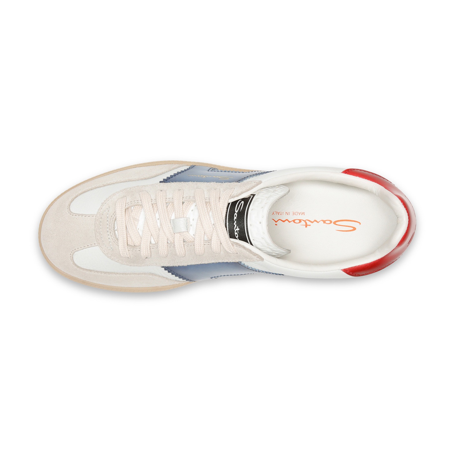 Men's white, red, blue and beige leather and suede DBS Oly sneaker - 5