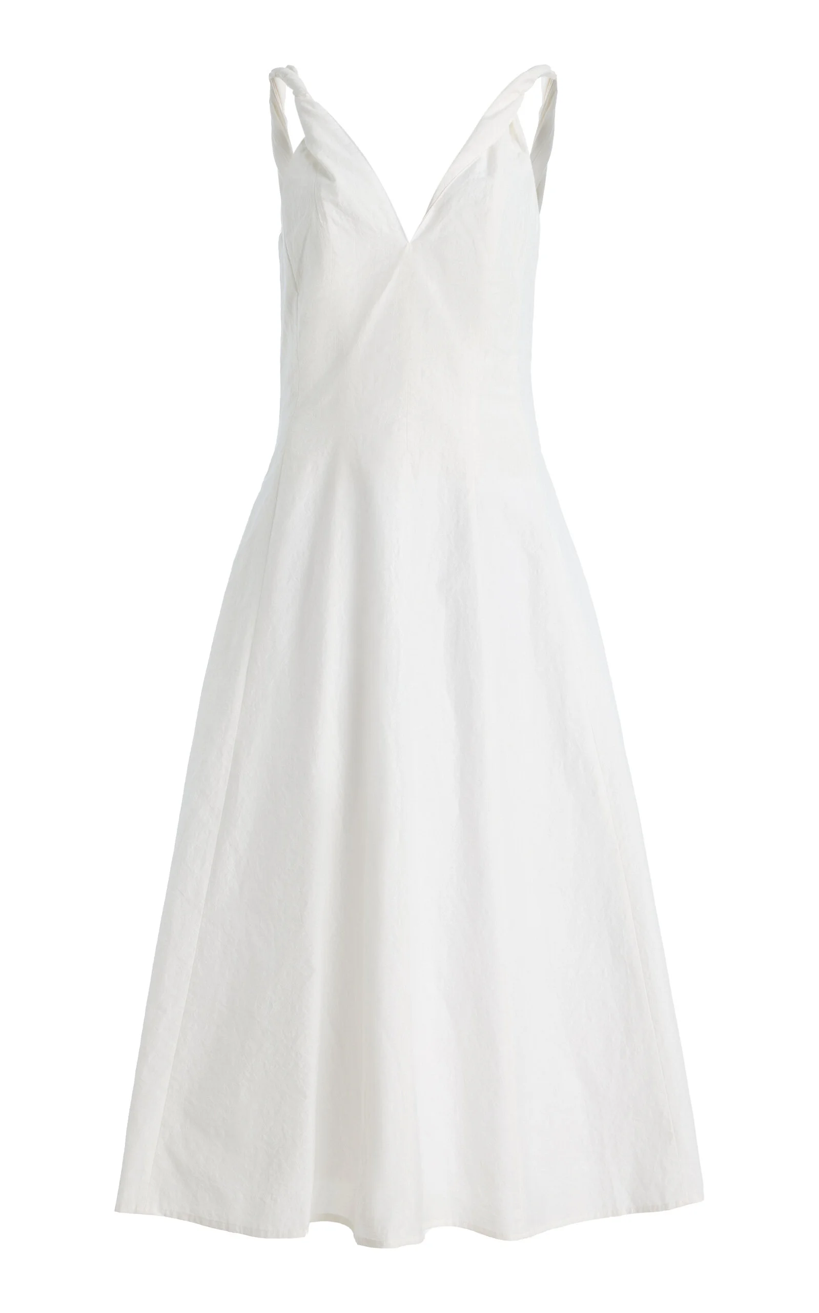 Twisted-Shoulder Cotton-Blend Midi Dress - 1