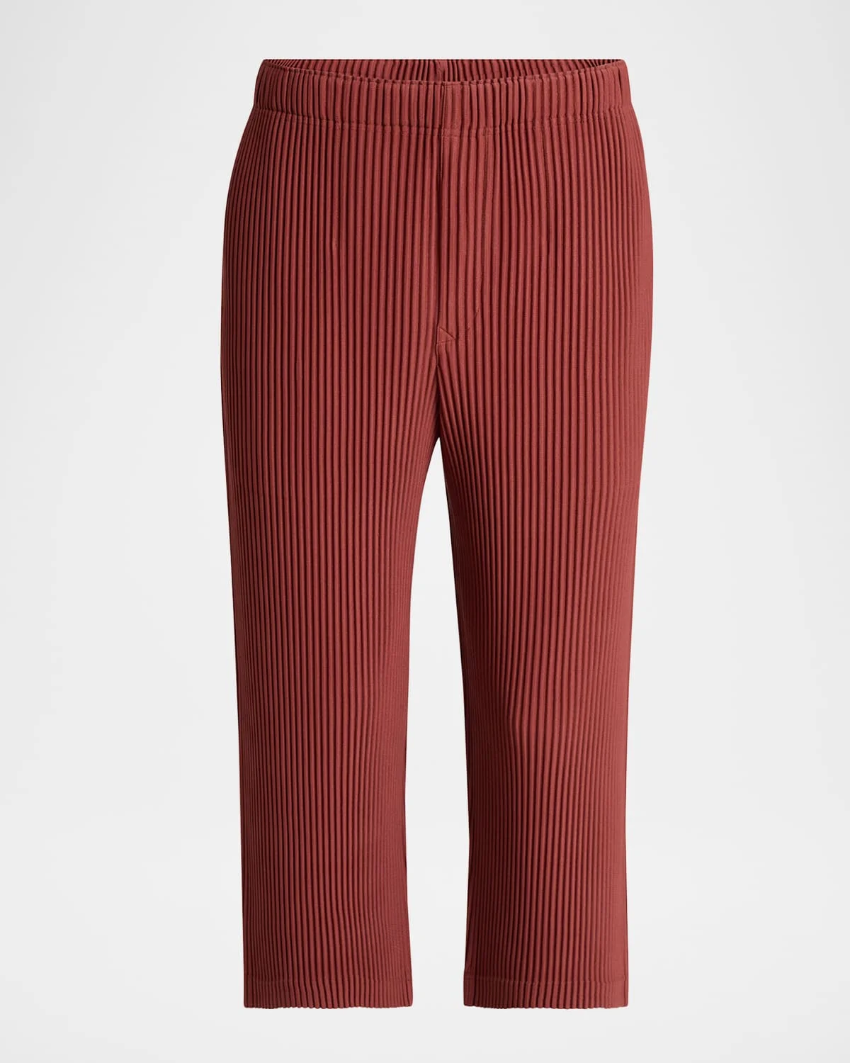 Men's Cropped Brown Pleated Trousers - 1