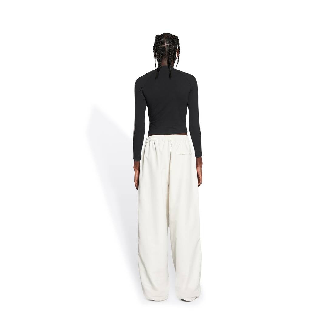Sporty B Oversized Tracksuit Pants in White - 4