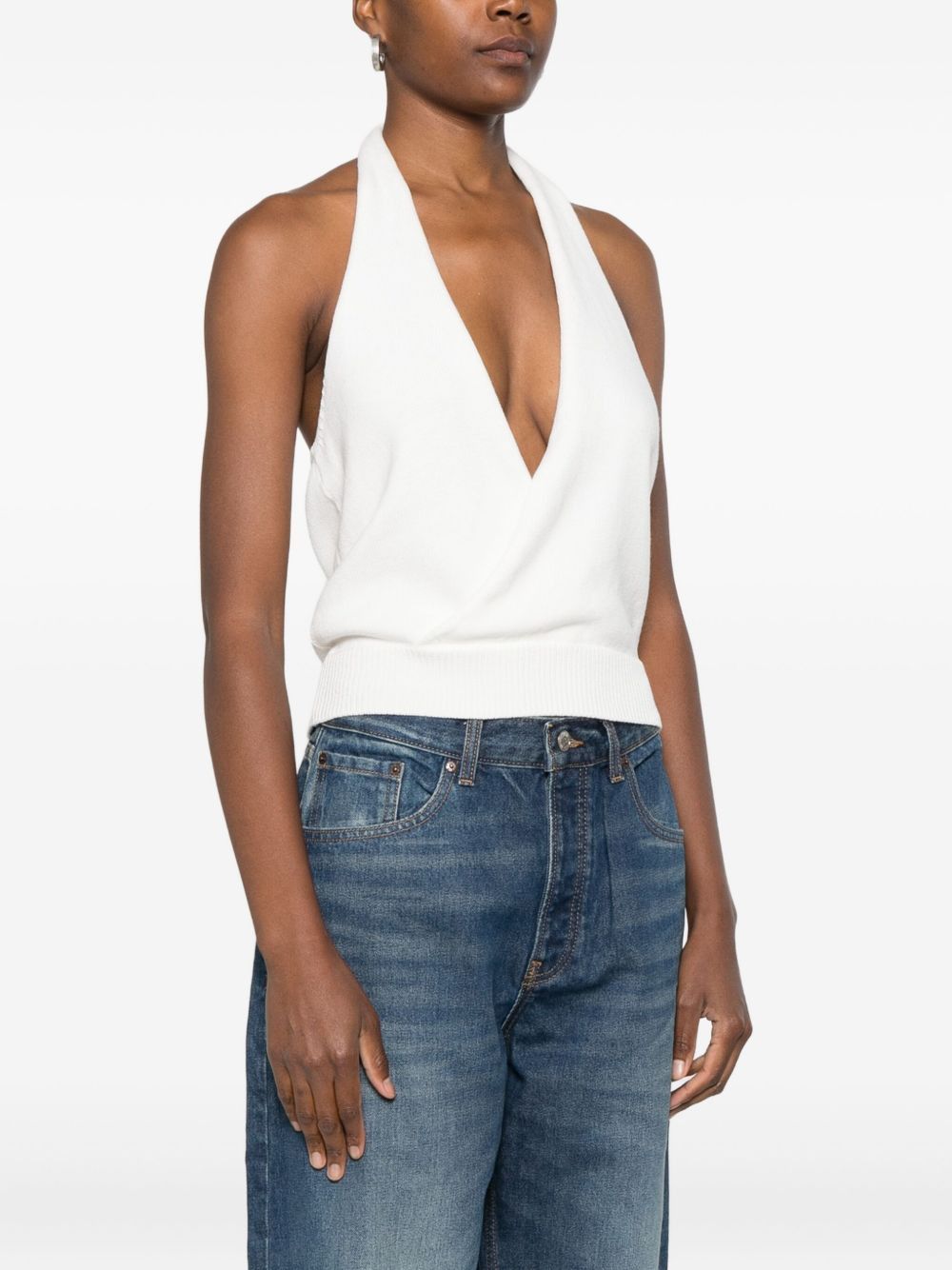 halterneck knitted tank top - 3
