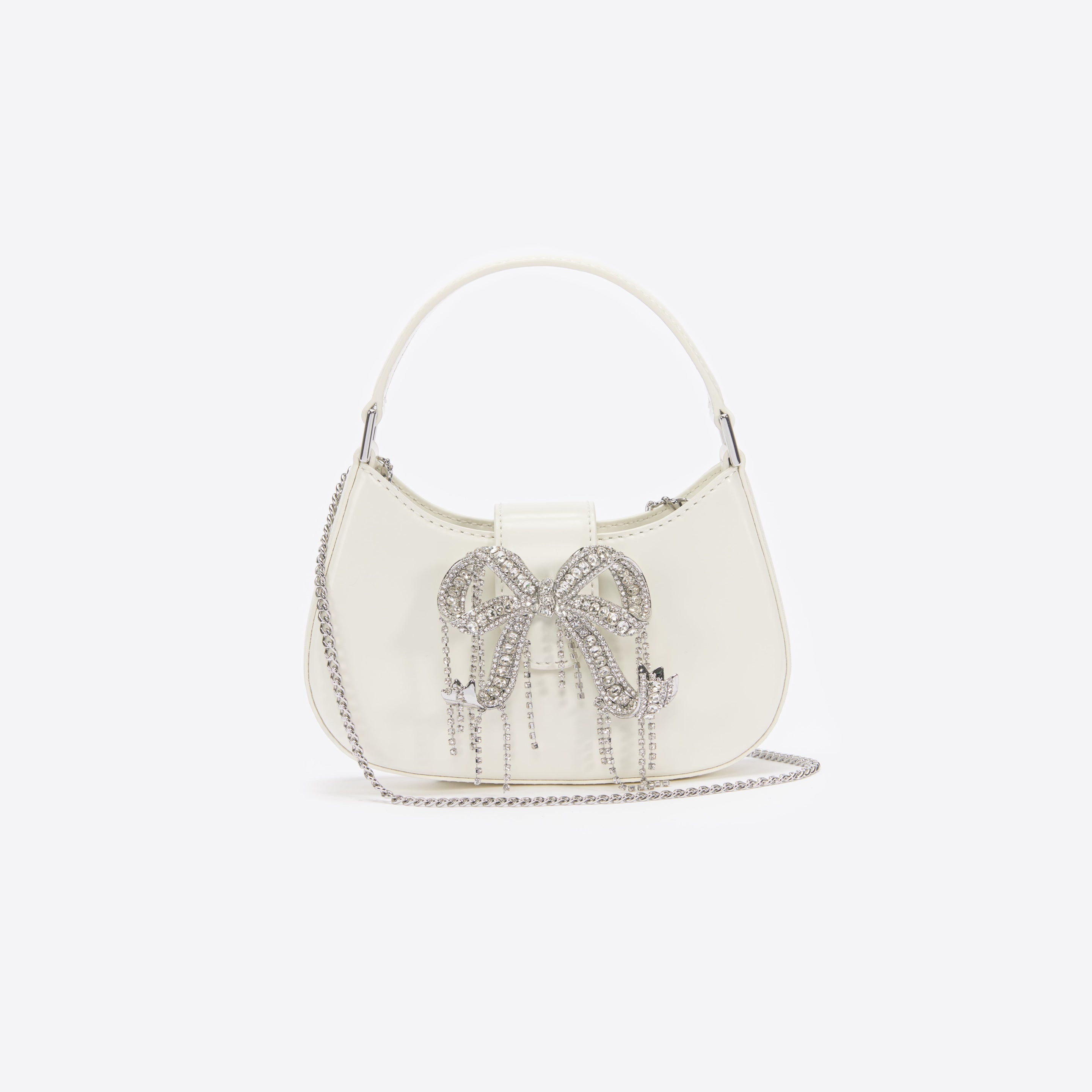 Cream Leather Crescent Bag - 4