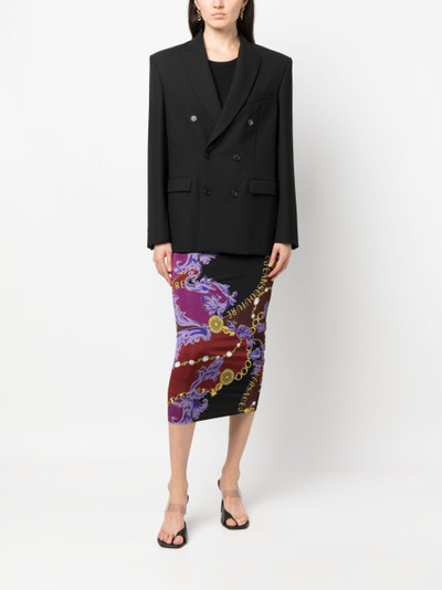 VERSACE JEANS COUTURE Logo Couture-print midi skirt outlook