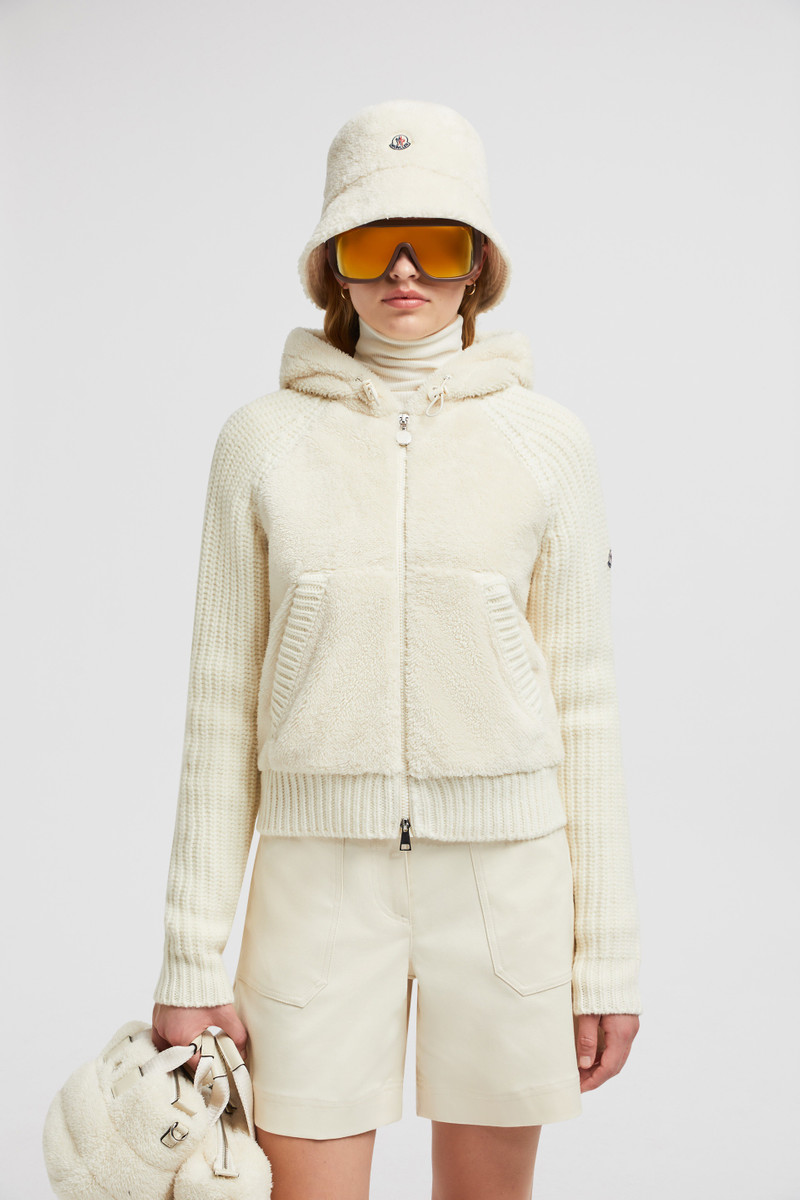 Moncler Padded Wool & Teddy Zip-up Hoodie outlook