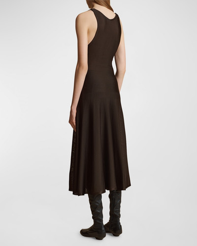 KHAITE Hencil Sleeveless Semi-Sheer Knit Midi Dress outlook