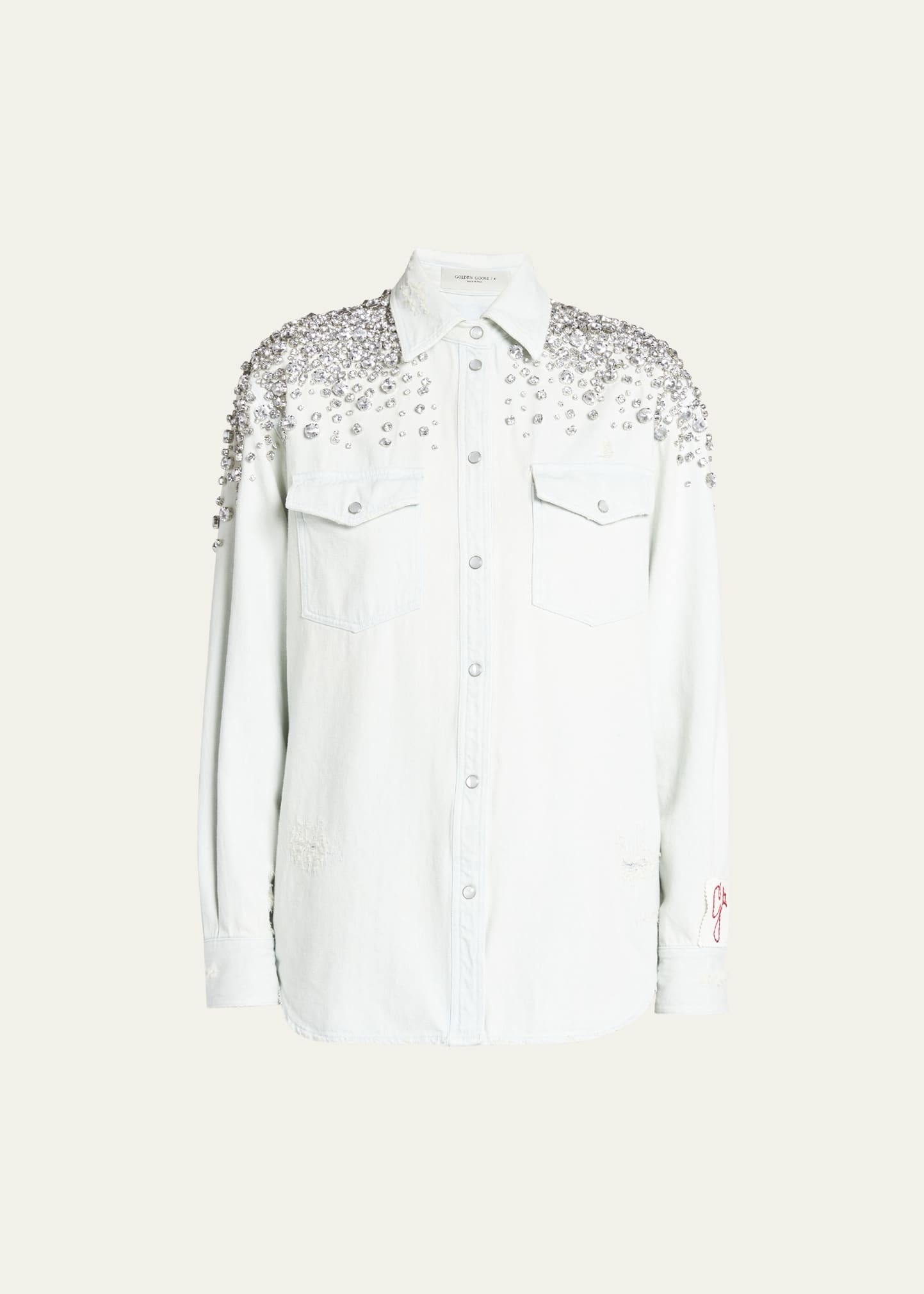 Golden Embellished Boyfriend Shirt - 1