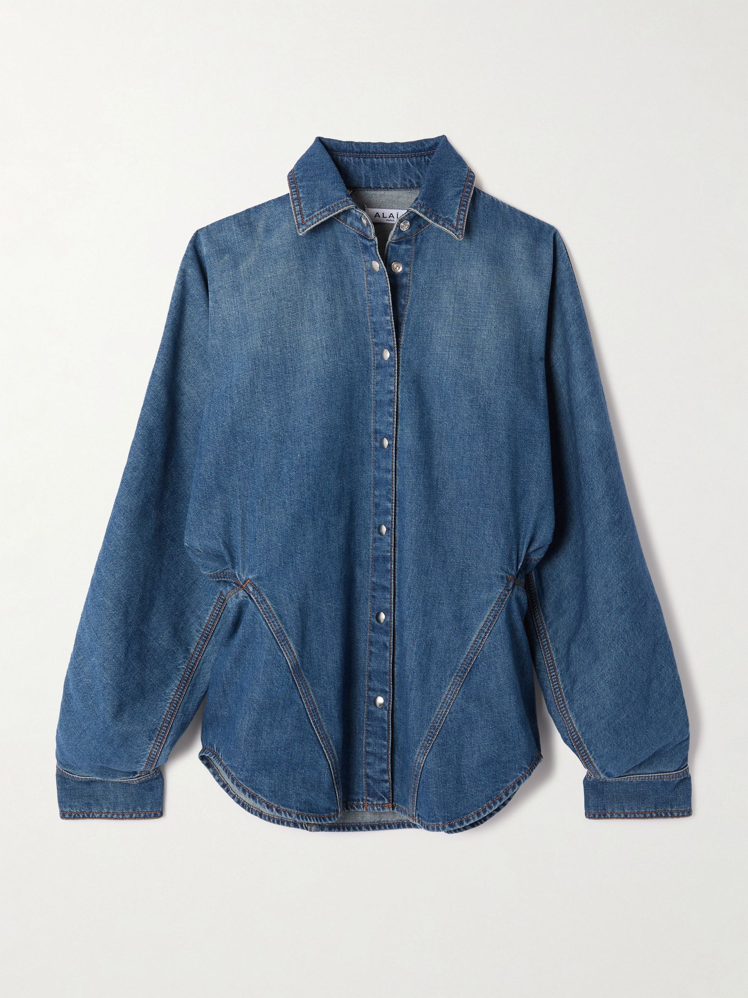 Gathered denim shirt Blue - 1