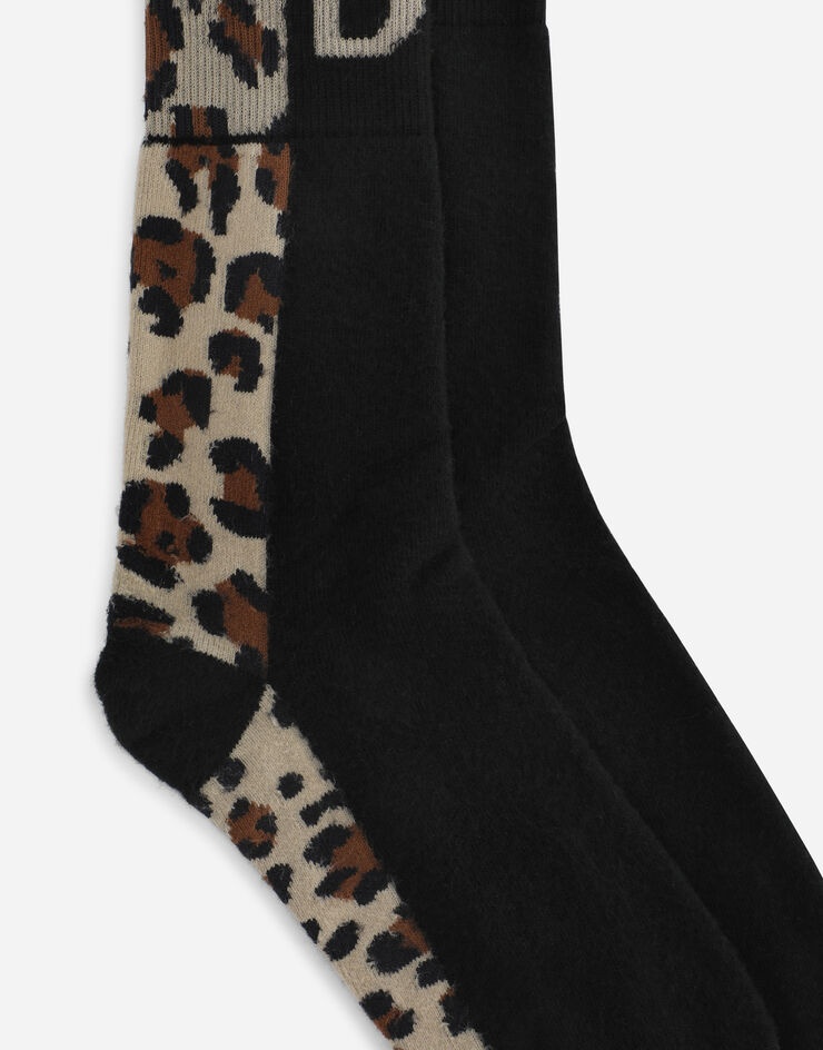 Stretch cotton socks with leopard-design jacquard and DG logo - 2