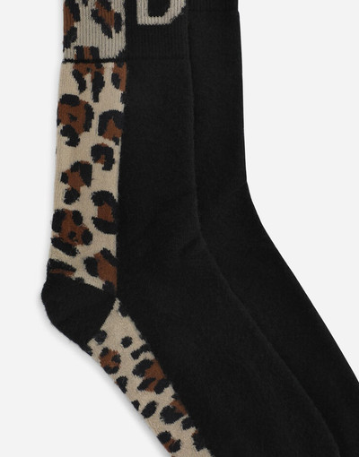 Dolce & Gabbana Stretch cotton socks with leopard-design jacquard and DG logo outlook