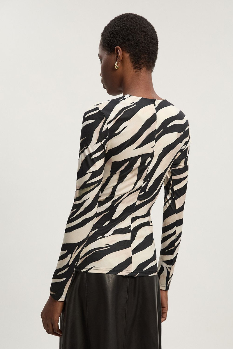 Zebra Print Crepe High Neck Top 5