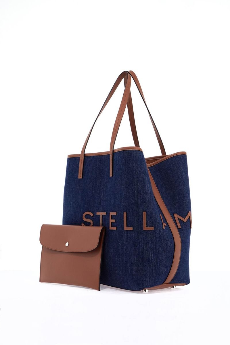 Stella McCartney Denim Tote Bag With Logo Branding | baltini