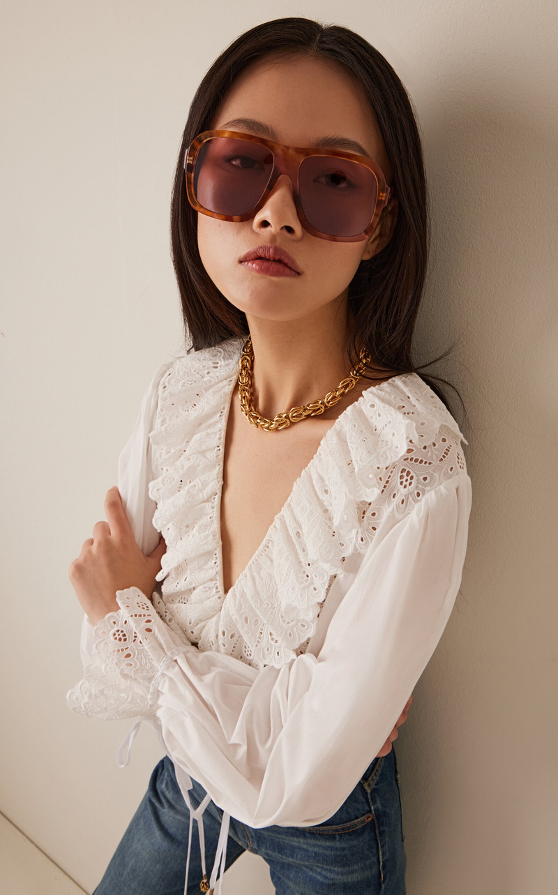 Chloé Aviator-Frame Acetate Sunglasses brown outlook