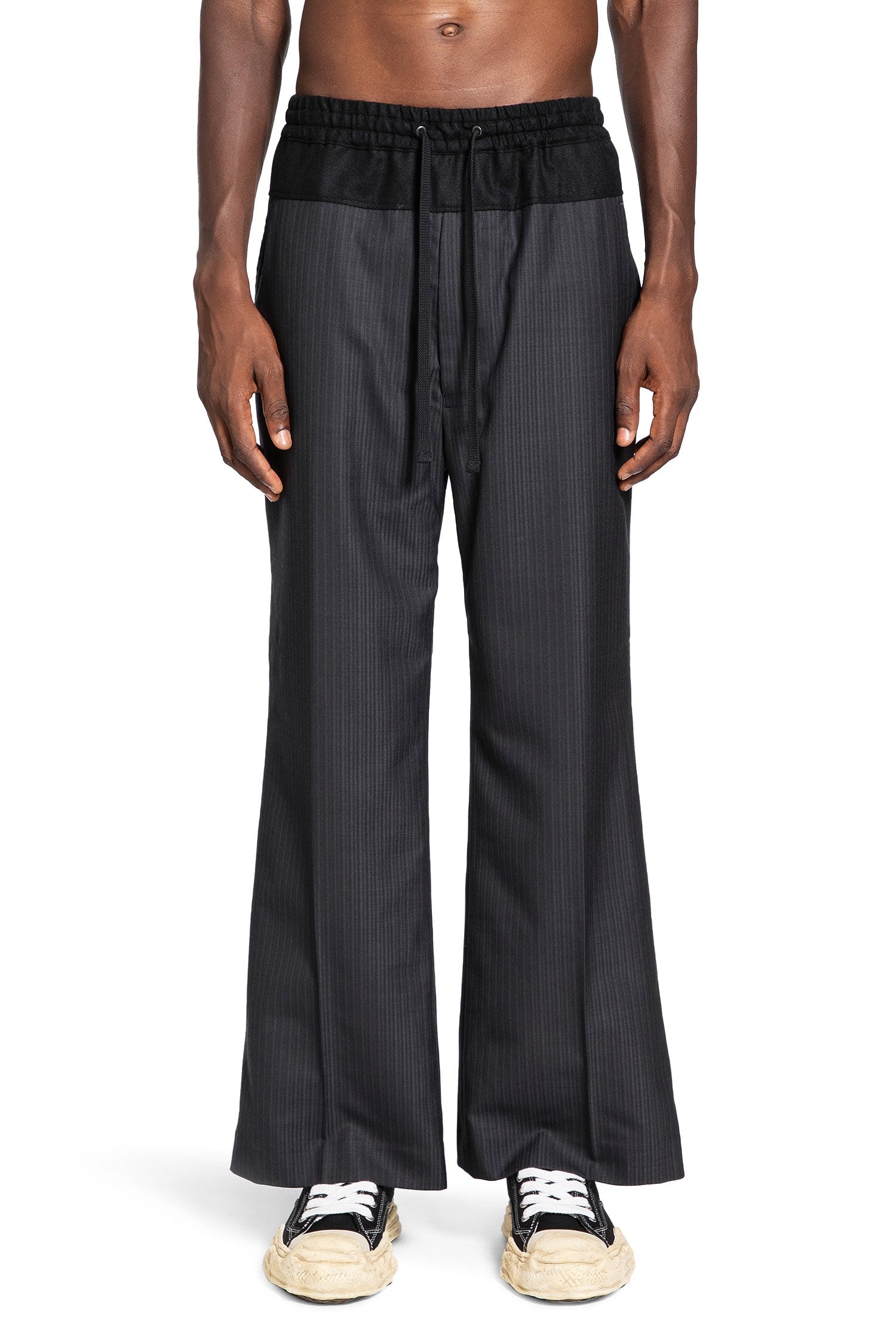 Pinstriped-Wool-Drawstring-Trousers - 1