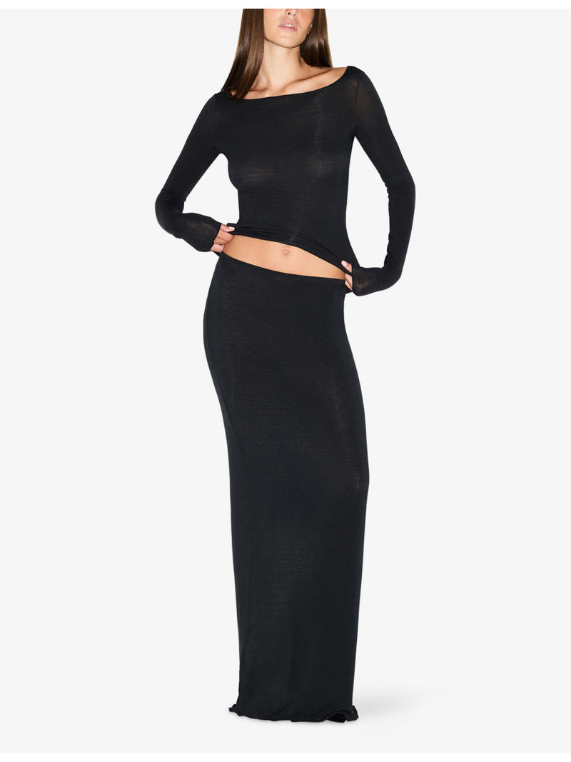 SKIMS Sheer Mid-Rise Stretch-Modal Maxi Skirt outlook