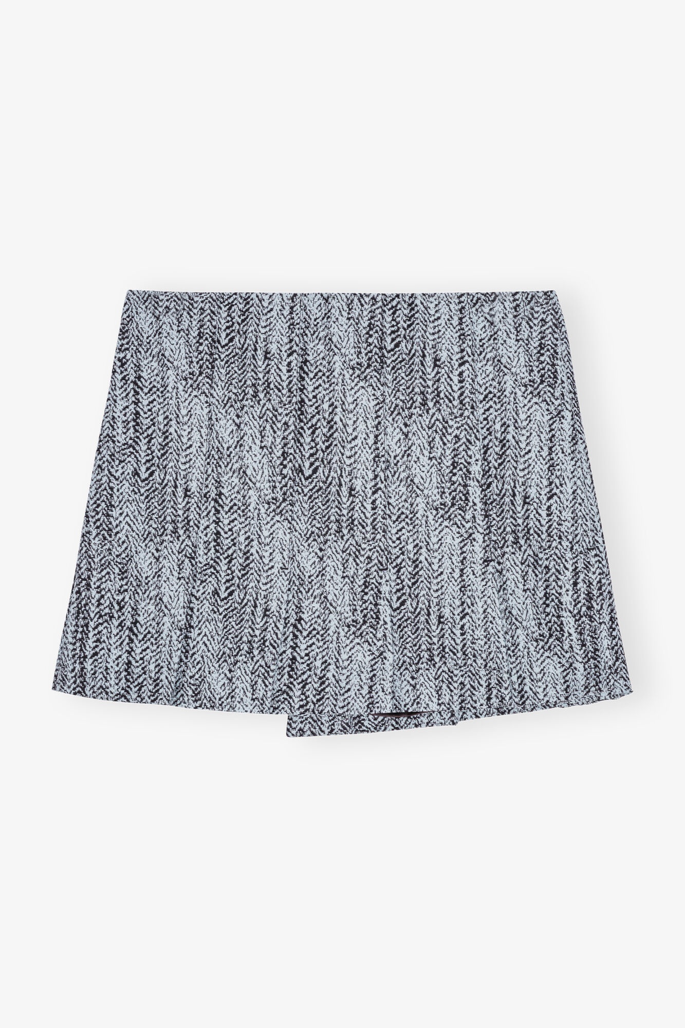 BLUE COTTON TWEED WRAP MINI SKIRT - 6