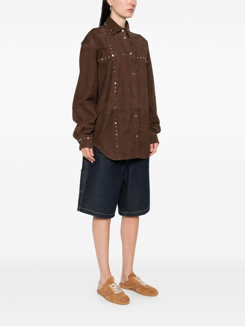 stud-embellishment suede shirt 3