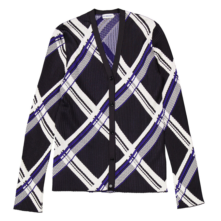 Burberry Check-Jacquard V-Neck Silk Cardigan - 5