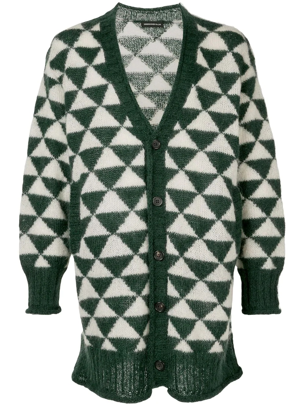 two-tone chevron mohair cardigan - 1