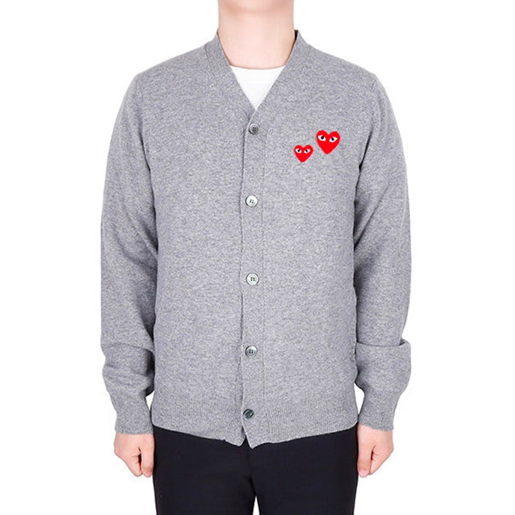 COMME des GARCONS PLAY Cardigan With Double Red Emblem 'Grey' AZ-N072-051-1 - 3