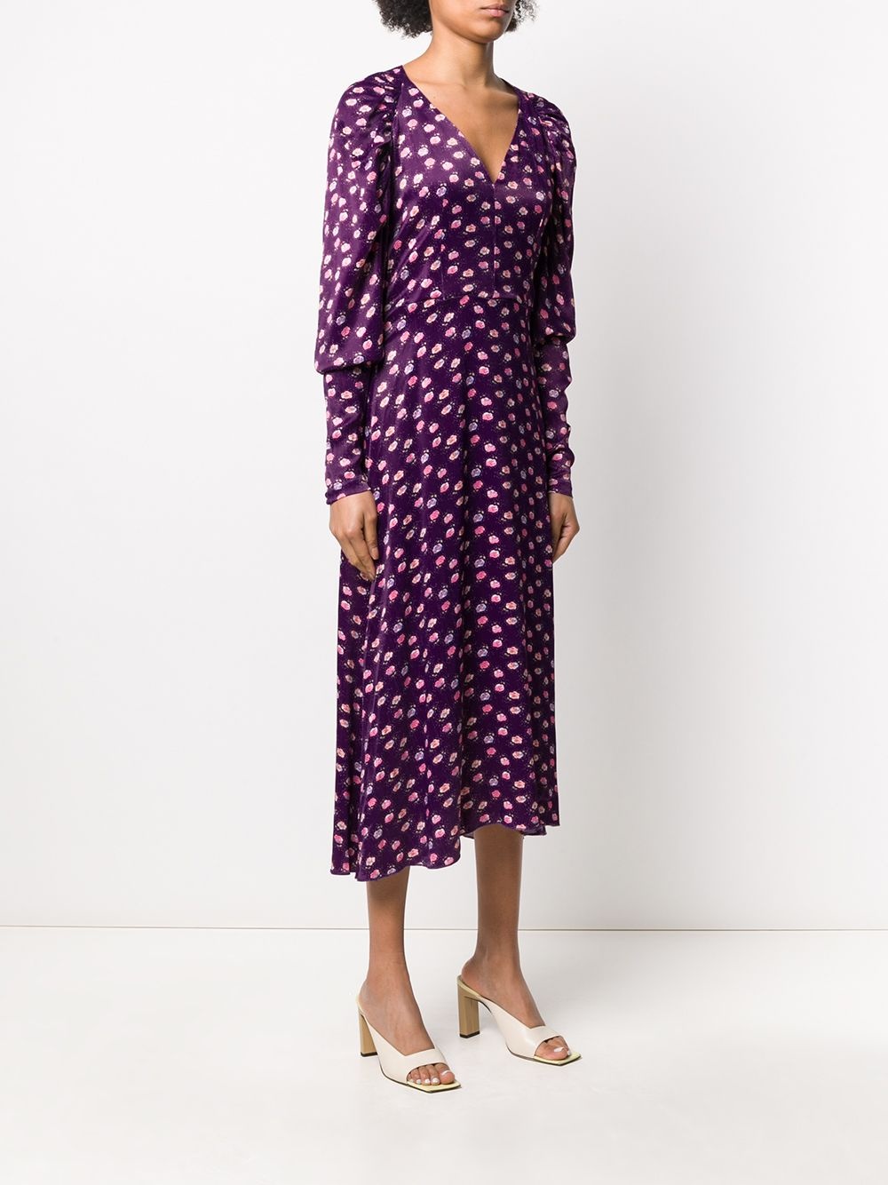 pansy print midi dress - 3