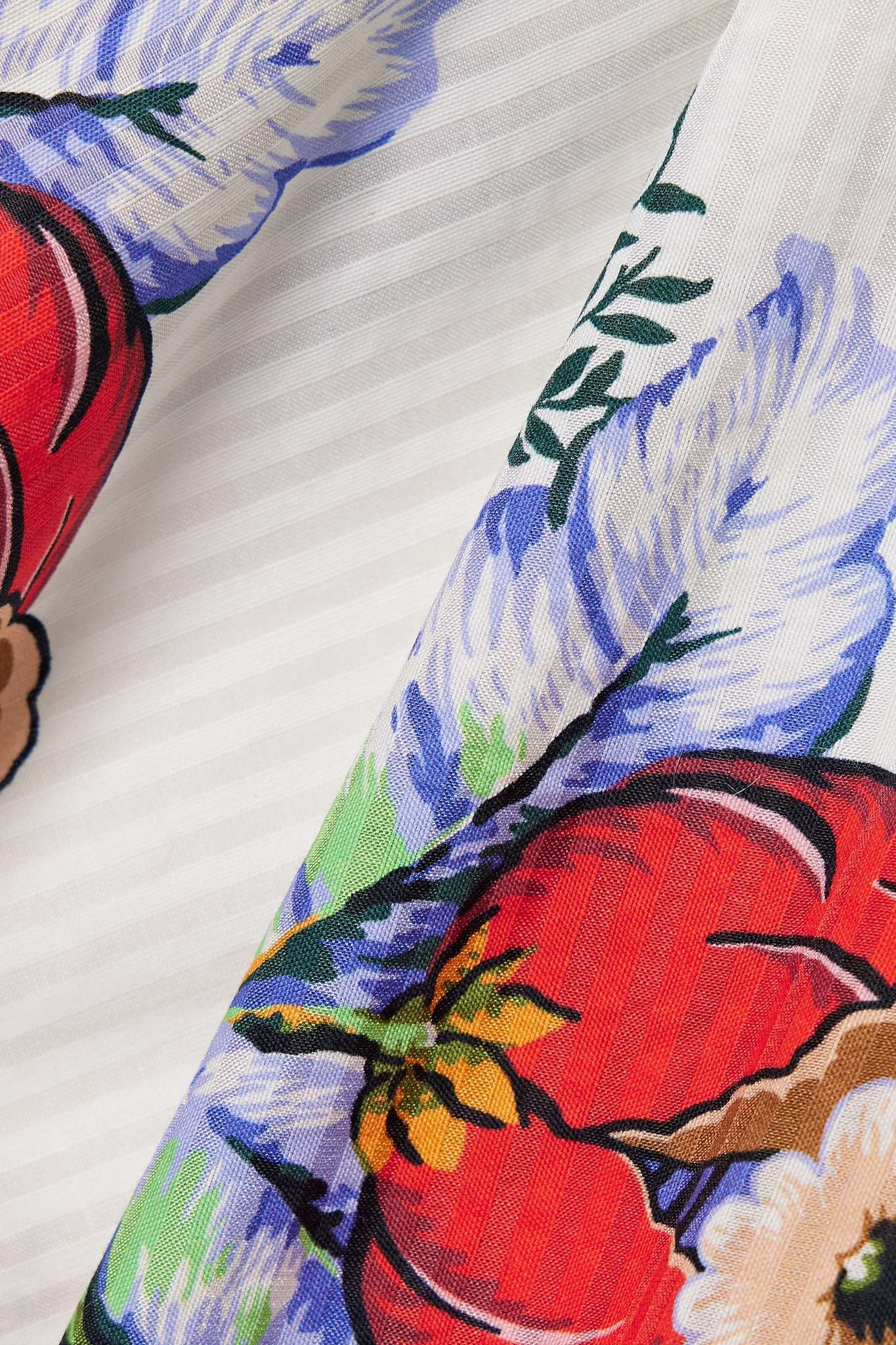 Tie-detailed floral-print cotton and silk-blend voile blouse - 5