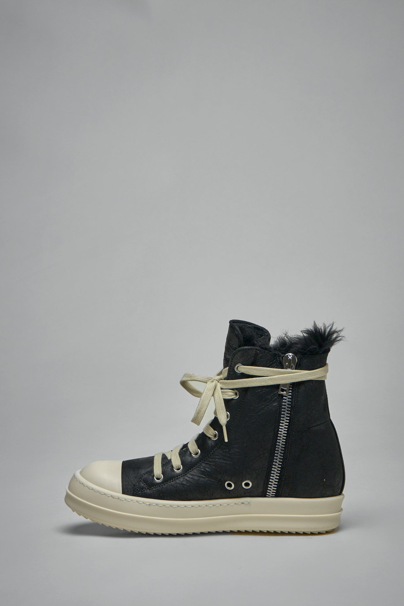 High Top Zebra Shearling Ramones Sneakers - 3