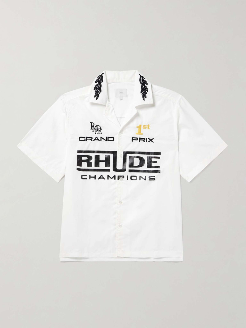 Camp-Collar Logo-Print Embroidered Poplin Shirt 1