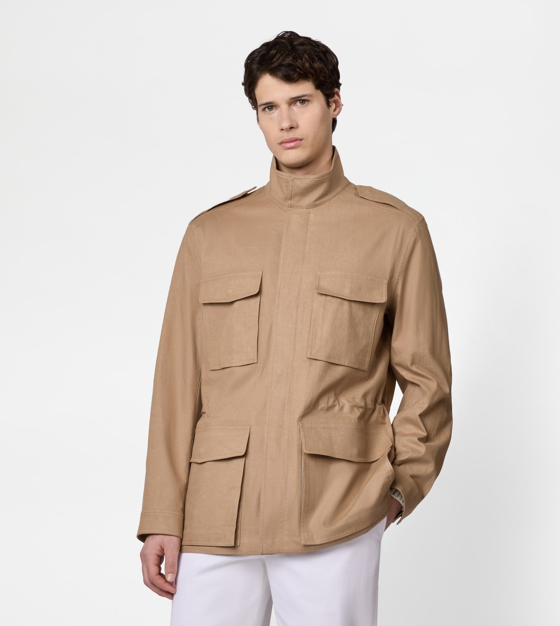 FIELD JACKET IN LINEN - BEIGE - 5