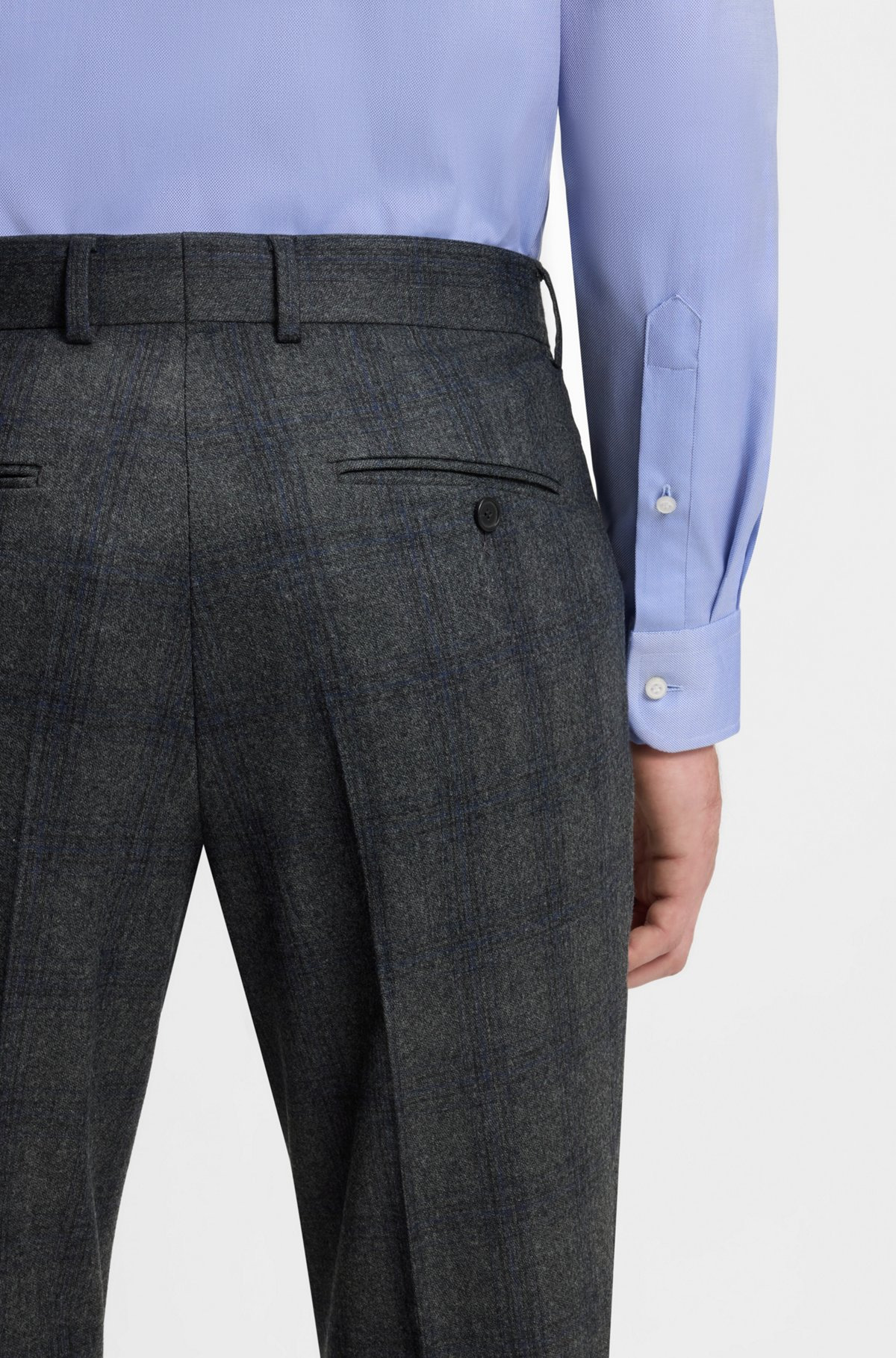 BECKHAM X BOSS SLIM-FIT TROUSERS IN CHECKED VIRGIN WOOL - 5
