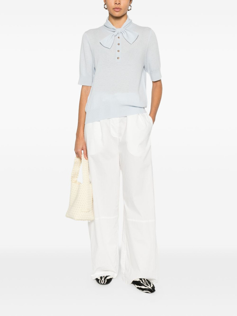 Allude bow-detail buttoned polo top outlook