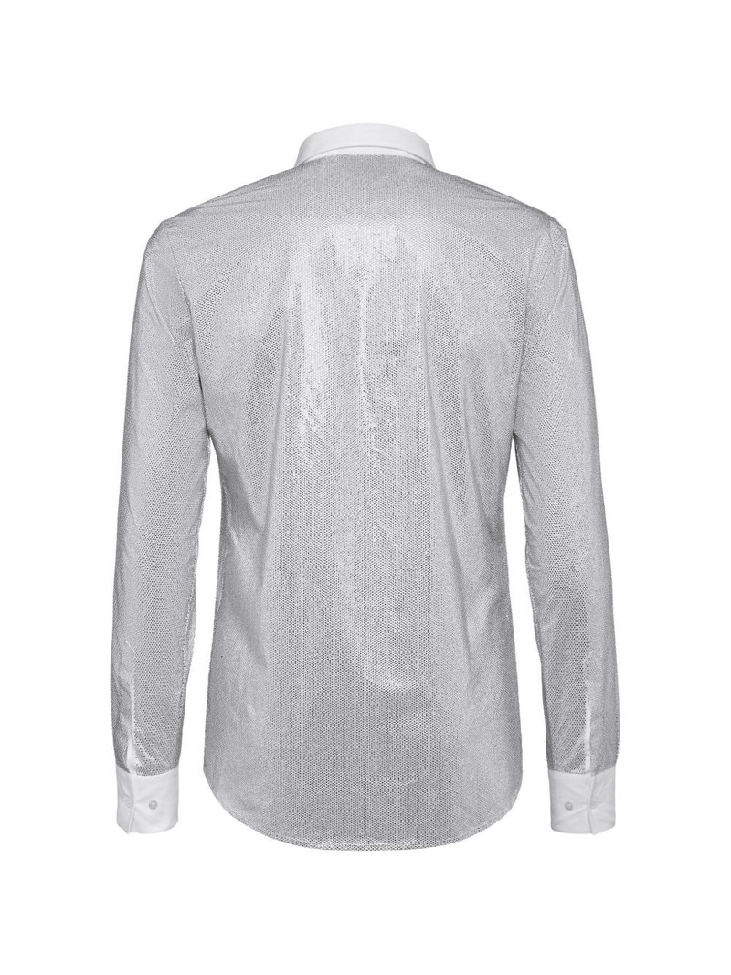 PHILIPP PLEIN crystal platinum cut shirt outlook