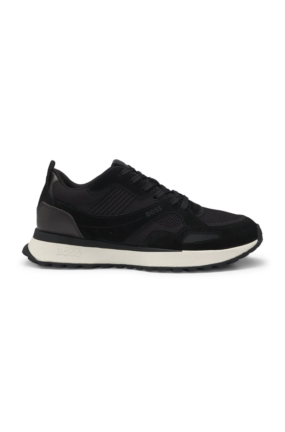 TRAINERS WITH KNIT AND BURNISHED-LEATHER TRIMS - 1